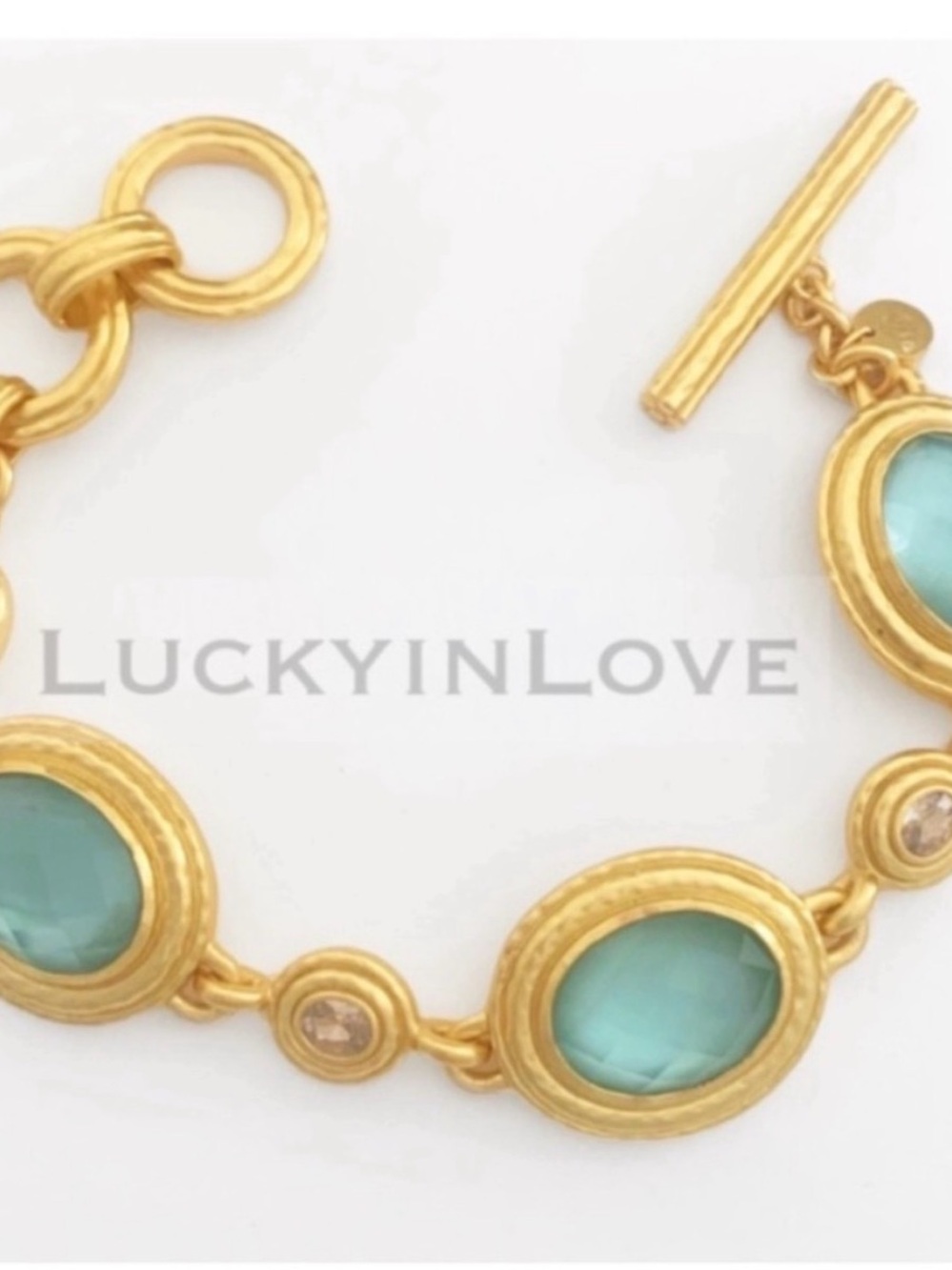 JULIE VOS® Tudor Stone Bracelet Iridescent Aquamarine Blue.